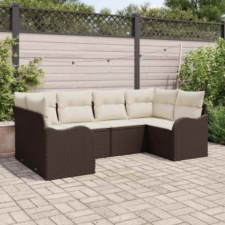 vidaXL Set di divani da giardino da 6 pezzi con cuscini in rattan poliestere marrone