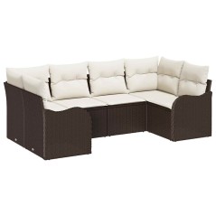vidaXL Set di divani da giardino da 6 pezzi con cuscini in rattan poliestere marrone