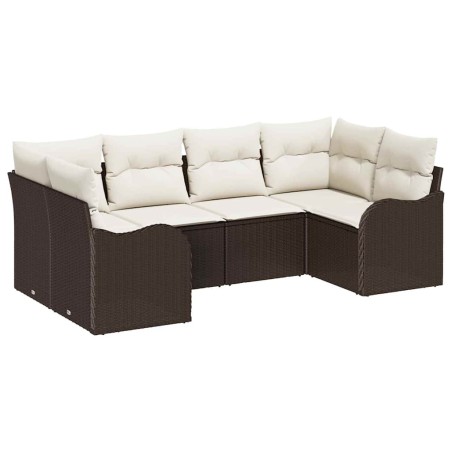 vidaXL Set di divani da giardino da 6 pezzi con cuscini in rattan poliestere marrone