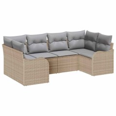 vidaXL Set da Giardino in 6 Pezzi con Cuscini Beige in Rattan Sintetico