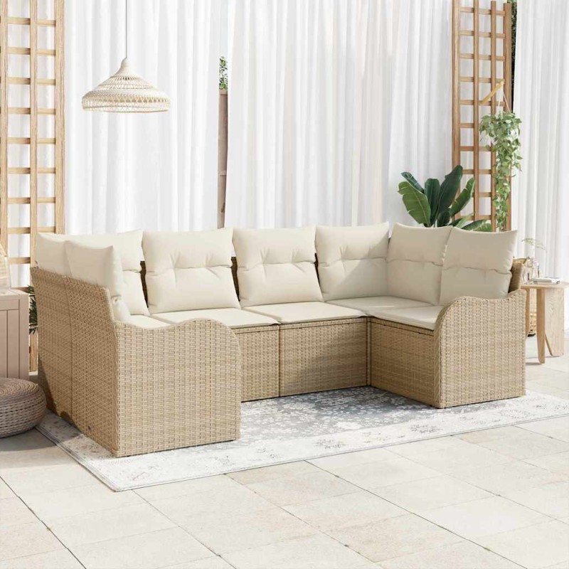 vidaXL Set di divani da giardino in 6 pezzi con cuscini in rattan beige in polietilene