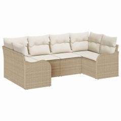 vidaXL Set di divani da giardino in 6 pezzi con cuscini in rattan beige in polietilene