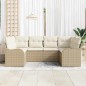 vidaXL Set di divani da giardino in 6 pezzi con cuscini in rattan beige in polietilene