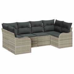 vidaXL Set di divani da giardino con 6 pezzi e cuscini in rattan grigio chiaro effetto poliestere.