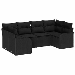 vidaXL Set di divani da giardino in 6 pezzi con cuscini neri in rattan sintetico.
