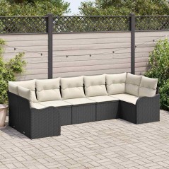 vidaXL Set da giardino 7 pezzi con cuscini neri in rattan sintetico