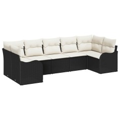 vidaXL Set da giardino 7 pezzi con cuscini neri in rattan sintetico