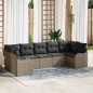 Set Divano Giardino 7 Pezzi Cuscini Grigio Polirattan