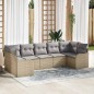 vidaXL Set da Giardino di 7 Pezzi con Cuscini Beige in Rattan Sintetico