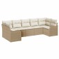 vidaXL Set da Giardino 7 Pezzi con Cuscini Beige in Rattan Sintetico