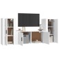 Set Mobili Porta TV 3 pz Bianco in Legno Multistrato Set Mobili Porta TV 3 pz Bianco in Legno Multistrato