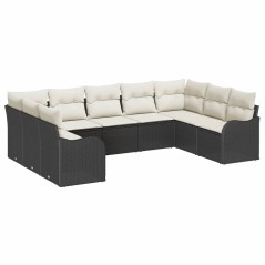 vidaXL Set Giardino 9 Pezzi con Cuscini Neri in Rattan Sintetico di