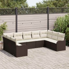 vidaXL Set Giardino 9 Pezzi con Cuscini Marroni in Rattan Sintetico