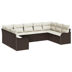 vidaXL Set Giardino 9 Pezzi con Cuscini Marroni in Rattan Sintetico