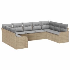 vidaXL Set divani da giardino 9 pezzi con cuscini beige in rattan sintetico