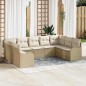 vidaXL Set di divani da giardino , 9 pezzi con cuscini beige in rattan sintetico