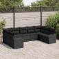 vidaXL Set Divano da Giardino 9 Pezzi con Cuscini Nero in Rattan Polyrattan