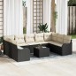 vidaXL Set di divano da giardino 9 pezzi con cuscini in rattan sintetico marrone.