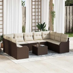vidaXL Set da Giardino a 9 Pezzi con Cuscini Grigi in Rattan Sintetico