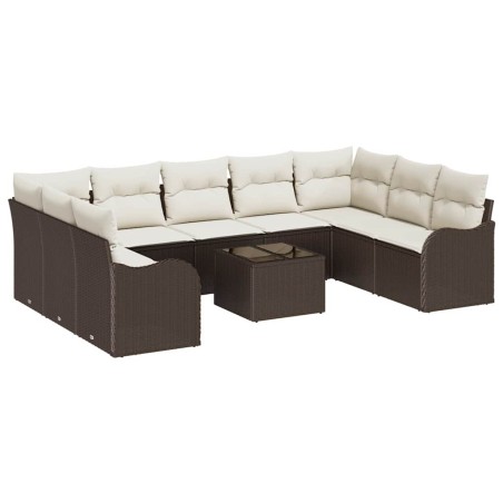 vidaXL Set da Giardino a 9 Pezzi con Cuscini Grigi in Rattan Sintetico