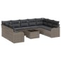 vidaXL Set di Divano da Giardino da 9 Pezzi con Cuscini Neri in Poly Rattan
