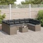 vidaXL Set di Divano da Giardino da 9 Pezzi con Cuscini Neri in Poly Rattan