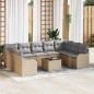 vidaXL Set Divano da Giardino 10 Pezzi con Cuscini Neri in Rattan Sintetico.