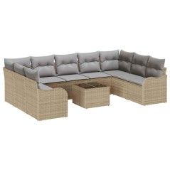 vidaXL Set Divano da Giardino 10 Pezzi con Cuscini Neri in Rattan Sintetico.