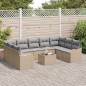 vidaXL Set Divano da Giardino 10 Pezzi con Cuscini Neri in Rattan Sintetico.