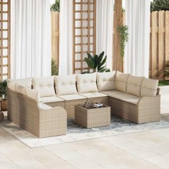 vidaXL Set Divani da Giardino 10 Pezzi con Cuscini Marrone in Rattan Sintetico