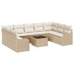 vidaXL Set Divani da Giardino 10 Pezzi con Cuscini Marrone in Rattan Sintetico