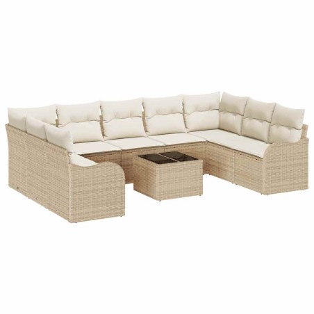 vidaXL Set Divani da Giardino 10 Pezzi con Cuscini Marrone in Rattan Sintetico