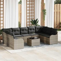 vidaXL Set di Sofà da Giardino di 10 Pezzi con Cuscini Grigi in Polirattan