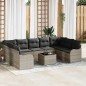 vidaXL Set di Sofà da Giardino di 10 Pezzi con Cuscini Grigi in Polirattan