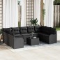 vidaXL Set di divani da giardino da 10 pezzi con cuscini in polyrattan beige. vidaXL Set di divani da giardino da 10 pezzi con cuscini in polyrattan beige.