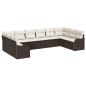 vidaXL Set Divano da Giardino da 10 Pezzi con Cuscini Marrone in Polyrattan