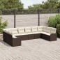 vidaXL Set Divano da Giardino da 10 Pezzi con Cuscini Marrone in Polyrattan