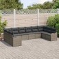 vidaXL Set di divano da giardino di 10 pezzi con cuscini grigi in rattan sintetico.