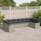 vidaXL Set Divano da Giardino 10 Pezzi con Cuscini in Rattan e Poliestere Grigio Chiaro