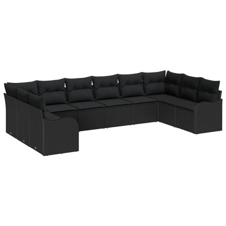 vidaXL Set di divani da giardino con 10 pezzi e cuscini neri in rattan sintetico