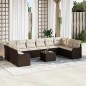 vidaXL Set da giardino in 10 pezzi con cuscini grigi e rattan sintetico.