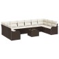 vidaXL Set da giardino in 10 pezzi con cuscini grigi e rattan sintetico.