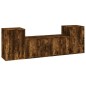 Set Mobili Porta TV 3 pz Rovere Fumo in Legno Multistrato Set Mobili Porta TV 3 pz Rovere Fumo in Legno Multistrato