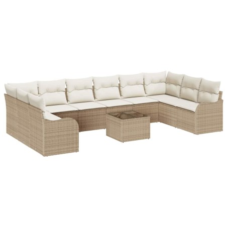 vidaXL Set di Sofà da Giardino da 11 Pezzi con Cuscini in Rattan e Poliestere Marrone