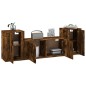 Set Mobili Porta TV 3 pz Rovere Fumo in Legno Multistrato Set Mobili Porta TV 3 pz Rovere Fumo in Legno Multistrato