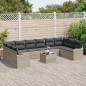 vidaXL Set Divano da Giardino 11 Pezzi con Cuscini Grigio in Poly Rattan