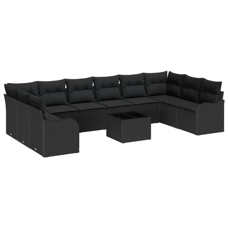 vidaXL Set di divani da giardino in 11 pezzi con cuscini in rattan beige.