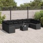 vidaXL Set di divani da giardino in 11 pezzi con cuscini in rattan beige.