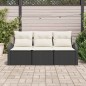 vidaXL Set di divani da giardino 3 pezzi con cuscini in rattan sintetico nero