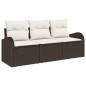 vidaXL Set di divani da giardino , 3 pezzi con cuscini marroni in rattan sintetico
